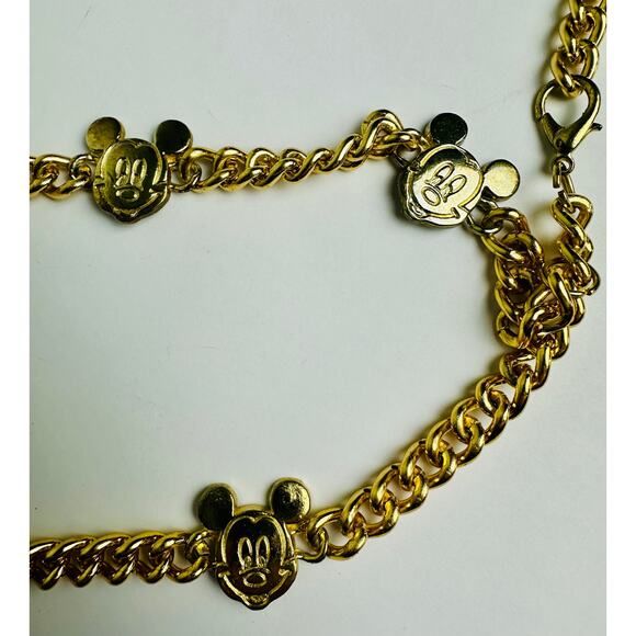 Vintage Mickey Mouse Disney Adjustable Chain Belt Glentex New York Gold Tone 42" - Picture 15 of 16
